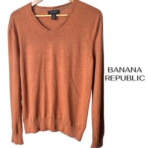 BANANA REPUBLIC V-Neck Sweater | Silk Cashmere | Bronze | Large